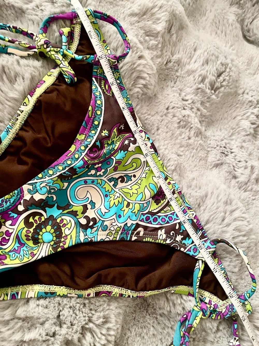 Pualani Hawaii Bikini Bottoms - Paisley Blue Green Tie Side - Size Medium - Picture 4 of 8